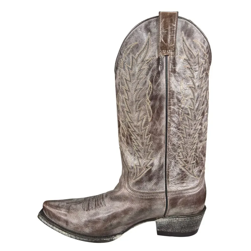 Tri Star Men’s Apache Brown White Distressed Cowboy Boots Size US 9 EE